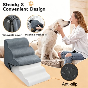 <span class=keywords><strong>Escalera</strong></span> para Mascotas con Diseño Festoneado, <span class=keywords><strong>Escalera</strong></span> de Terciopelo y Poliuretano para <span class=keywords><strong>Perros</strong></span>, Inclinada, Fácil de Subir, Estable y Segura para Personas Mayores - Product Image 3