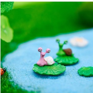 Jolies poupées de couple d'escargots aux yeux bombés, ornements de jardin miniatures, figurines d'animaux faites à la main pour la décoration de paysages en mousse Wx 993 - Product Image 3