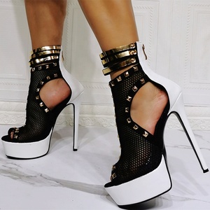 2022 <b>Spring</b> Summer New Design Shoes <b>Boots</b> Mesh Upper Studs Fashion Ankle <b>Boots</b> Thin High Heel Peep Toe Women Big Size 47 - Product Image 4