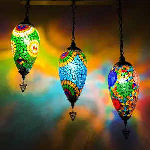 3 light multi colors mosaic chandelier lighting dinning hanging mosaic glass lamp