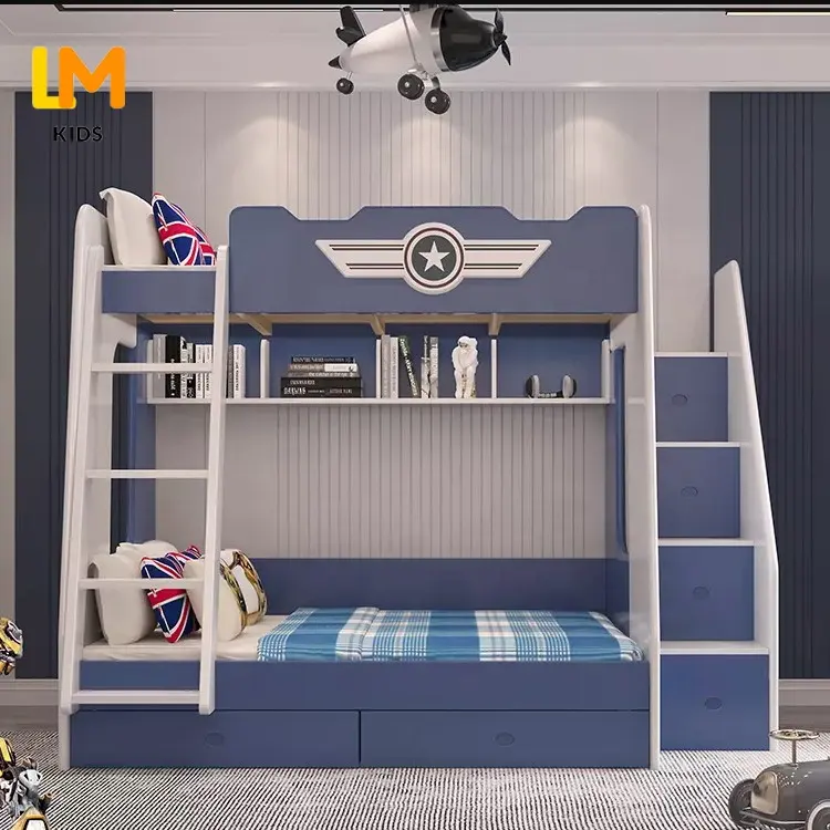 LM KIDS montessori furniture bunk beds for kids boys only Wooden Bunk Bed with Storage Bunk Bed for Kids