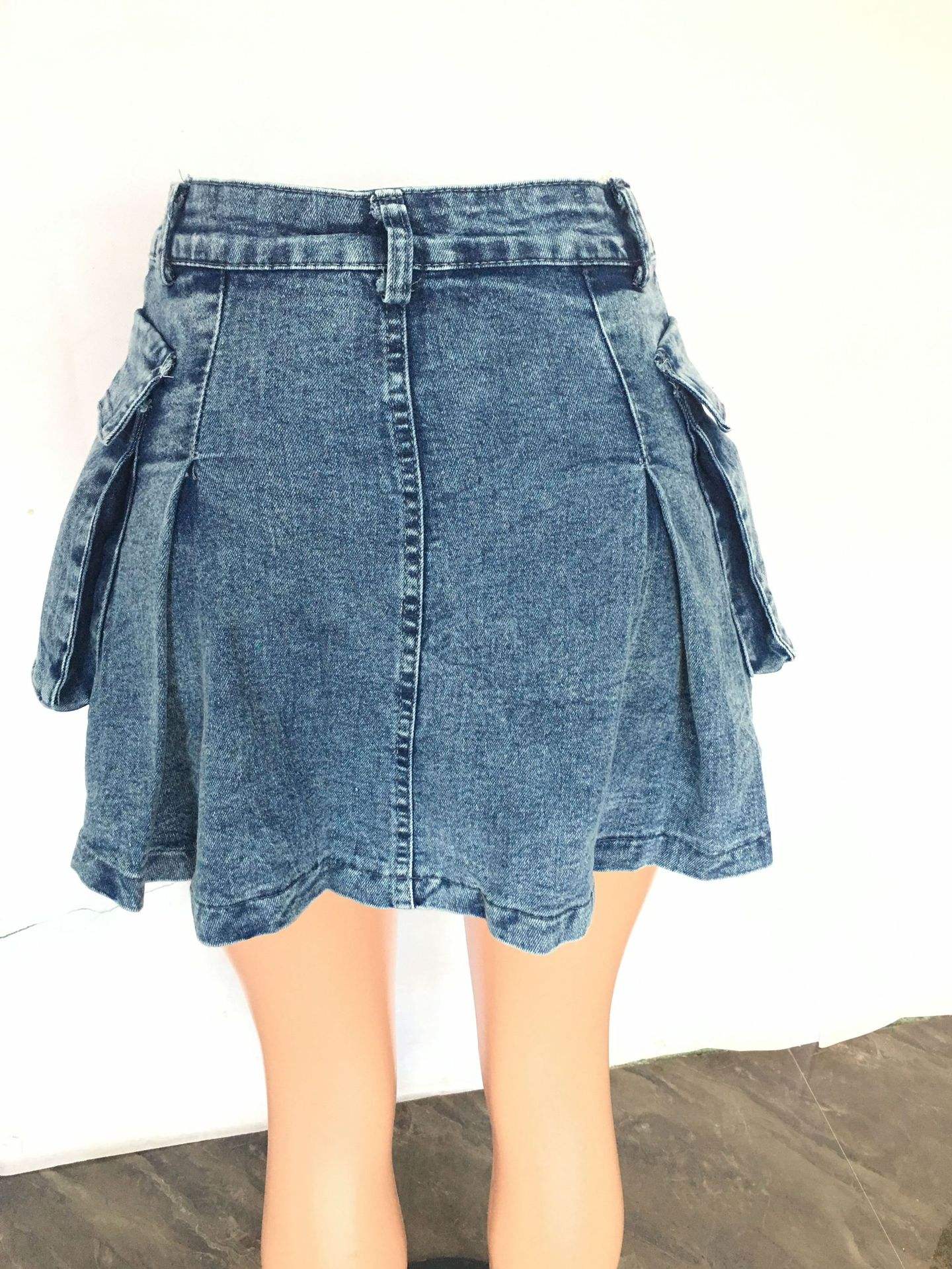 Denim Skirt 80's Skater Skirt Maxi Skirt Black Jean Skirt