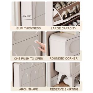 Gabinete Zapatero de Madera Estrecho, Organizador de Zapatos Independiente <span class=keywords><strong>con</strong></span> <span class=keywords><strong>Cajones</strong></span> Abatibles - Product Image 5