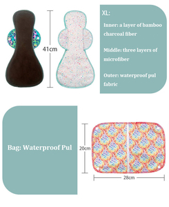 Tampons menstruels au charbon de bambou super absorbants Sac de serviette hygiénique d'allaitement <span class=keywords><strong>lavable</strong></span> Produits d'<span class=keywords><strong>hygiène</strong></span> <span class=keywords><strong>féminine</strong></span> réutilisables - Product Image 5