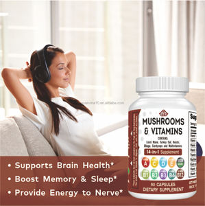 Extracto Herbal de Melena de León, Cordyceps, Reishi y Chaga, Multivitamínico, Antioxidante, Suplemento para la Inmunidad de Adultos, 60 Cápsulas (OEM) - Product Image 2