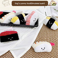 Jouet pour chien japonais et coréen, peluche de simulation de sushi, durable, couineur, motif dessin animé de saumon tempura croustillant doré et d'œufs de saumon, pour usage intérieur