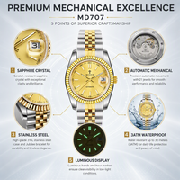 Mode or verre saphir de luxe japon NH35 Miyota PT5000 mouvement lumineux main hommes montres mécaniques automatiques