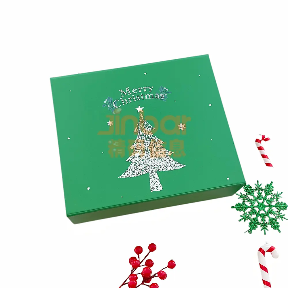 Kotak hadiah kertas keras desain Novel Modern pola pohon Natal cetakan makanan permen kemasan kertas kardus kotak kaku