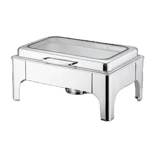 Tapa hidráulica plato de frotamiento servidor buffet de acero inoxidable completo calentador de alimentos plato de frotamiento calentador de estufa de alcohol de 9 litros personalizado