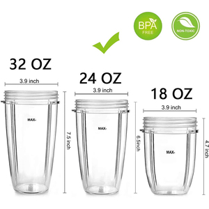Tasse de remplacement de 24 oz avec lame d'extraction en acier inoxydable à couvercle rabattable compatible avec le couvercle Go pour le mélangeur électrique Nutri 600W/900W - Product Image 6
