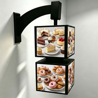 Panneau publicitaire LED rotatif à 4 faces personnalisé pour l'extérieur, cadre d'affichage pour menu, boîte lumineuse publicitaire pour café, fast-food, pâtisserie