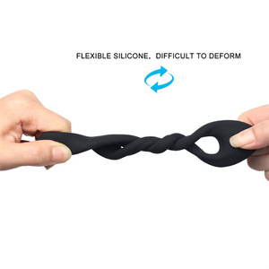 Großhandel Herren Verzögerung Ejakulation Penis Ringe Doppel hahn Silikon Sexspielzeug für männliche Sexspielzeug - Product Image 5
