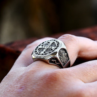 ファッションヴィンテージステンレス製宗教キリスト教聖ベネディクトリングレトロパンクゴシックエクソシストクロスシグネットリングジュエリー