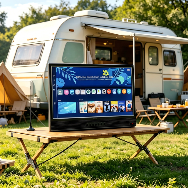 12V Portable Android Smart TV for Caravan Camping Car 14 16 18 20 32 Inch DVB-T2 HDTV Definition Built-in LED Backlight Battery