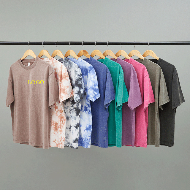 250GSM 100% Cotton Crewneck Custom Logo OVERSIZED DROP SHOULDER Unisex Short Sleeves T-shirt Garments Washed AGED