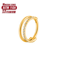 Cincin Septum Titanium Zircon ASTMF136, Cincin Hidung Segmen Berengsel Tanpa Sambungan, Perhiasan Tindik Tubuh