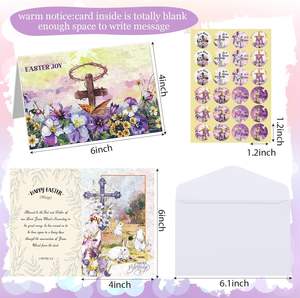 Cartes de Pâques religieuses Pâques chrétien Il est ressuscité Croix Printemps religieux Jésus Messages bibliques inspirants Cartes de voeux - Product Image 2