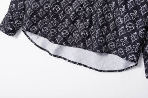 Camisa con Botones y Estampado de Monograma Estilo <span class=keywords><strong>Louis</strong></span> Vuitton, Camisa de Vestir Negra de Diseñador de Lujo - Product Image 2