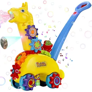 Yaz oyuncaklar anti-kaçak tasarım kabarcık makinesi ile dinozor projektör müzikli ışık kabarcık çim biçme makinesi itme oyuncak arabalar çocuklar için