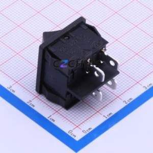 MR4-210-C5N-BB Rocker Switch Through hole Component (THT) Switch Concave Bend Solder Tab Black 6A - Product Image 1