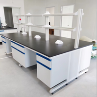 Banc d'islande professionnel en bois et acier pour laboratoires scolaires et hospitaliers, résistant aux acides et aux alcalis, usage commercial