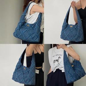 Sac fourre-tout en jean pour femme, sac à main bandoulière décontracté de haute qualité, design tendance pour femme - Product Image 6