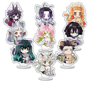 6CM 9 unids/set artesanías de plástico Kamado Nezuko Kanroji Mitsuri Tanjirou Kochou <span class=keywords><strong>Shinobu</strong></span> accesorios figura acrílico Anime soporte placa - Product Image 1