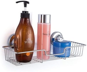 2-Pack Rustproof Stainless Steel Rectangle Storage Basket Dual Tier Wall-Mounted Suction Cups <strong>Shower</strong> Caddy Bath Shelf <strong>Kitchen</strong> - Product Image 4