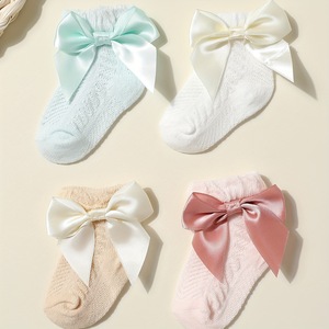 Chaussettes pour nouveau-nés, bébés filles, style nœud papillon, douces, confortables, décontractées, colorées, en coton - Product Image 3