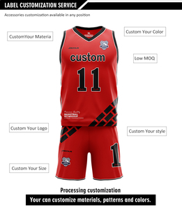 Camiseta deportiva con estampado transpirable de alta calidad personalizada, uniforme de pelota de baloncesto de secado rápido, conjunto de ropa de baloncesto roja de talla grande 5XL - Product Image 3