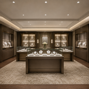 Fabricant d'armoires de présentation de bijoux en verre de luxe sur mesure avec éclairage LED pour la décoration intérieure des boutiques de bijouterie - Product Image 4