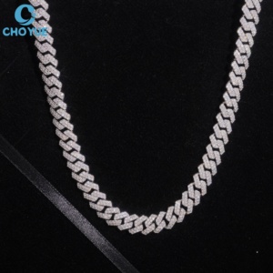 Collar de Cadena de Lujo Unisex con Diseño al por Mayor, Plata 925 Bañada en Rodio, Moissanita de Corte Brillante Redondo y Engaste en Canal - Product Image 5