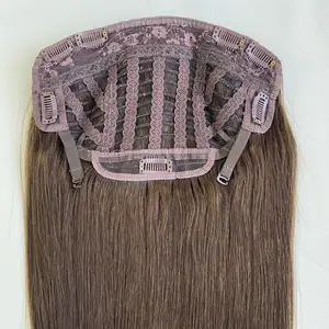 Hot style No Glue Raw Human Hair U Shape Hair Seamless Invisible V Part human hair lace Topper Clip In Extensions