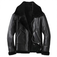 Veste décontractée pour homme en véritable peau de mouton, patchwork, broderie, col rabattu en fourrure, grandes poches, doublure en satin, imperméable