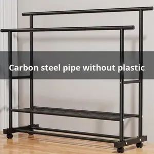 Porte-vêtements sur <span class=keywords><strong>pied</strong></span> en métal pour intérieur, double barre, design simple, séchoir de balcon pour couettes et manteaux, style nordique - Product Image 2