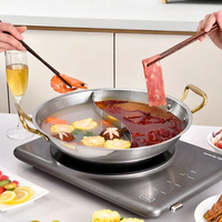 Marmite à fondue Yuanyang professionnelle en acier inoxydable avec compartiments, grande capacité pour cuisinière à gaz, pour soupes et bouillons parfumés