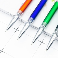 Stylo bille 4-en-1 en plastique, surligneur double tête, lumière LED, logo personnalisé, cadeau promotionnel (encres