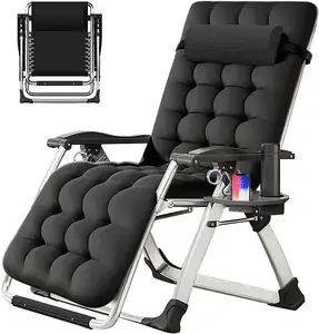 Zero Gravity Chair Reclining Lounge Chair com removível Almofada & Bandeja para Piscina Exterior, Pátio Reclinável Folding Reclining Chair