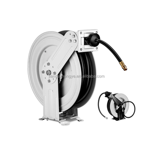 Enrouleur de tuyau de nettoyeur haute pression rétractable 25M 82FT X 5/16 "Mesh Pipe Spring Driven Dual Arm Steel Air Water High Pressure Hose Reel - Product Image 1