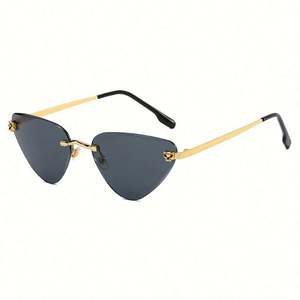 Gafas de Sol Personalizadas con Logotipo, Nuevo Modelo, Lentes Coloridas con Degradado, Montura de Aleación sin Aro, Protección UV400, Forma Triangular, para Hombre y Mujer - Product Image 4