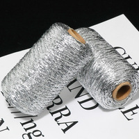 Fil argenté torsadé de 1 mm, 100 g/rouleau, environ 200 m, matériau de tricot manuel DIY pour la fabrication de pochettes argentées