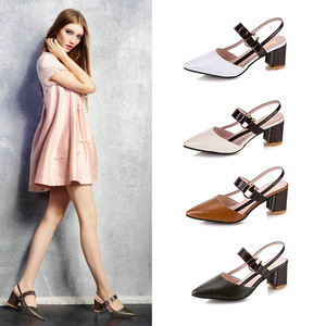 Sandalias de mujer con hebilla de Punta puntiaguda personalizadas de fábrica 2024, tacones altos de moda mixtos de PU - Product Image 1