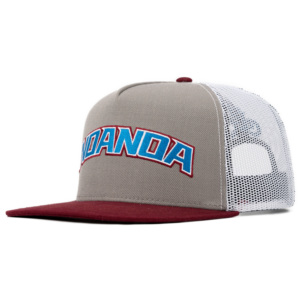 TCAP Custom High Red Nylon Mesh 5panel <b>Flat</b> Embroidered Trucker <b>Hats</b> - Product Image 2