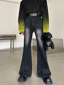 Jean droit pour homme Lally Hem avec détail de bordure en denim, coupe structurée en acier - Product Image 3