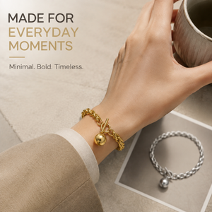 Trendy 18K <b>Gold</b> Plated Stainless Steel Chunky Twisted Rope Chain <b>Bracelet</b> Tarnish Resistant Toggle Clasp Round <b>Solid</b> Ball <b>Charm</b> - Product Image 6