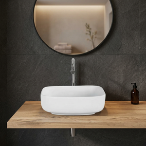 Nouveau lavabo en céramique écologique moderne, blanc, carré et rond, à poser sur comptoir, pour salle de bain - Product Image 2