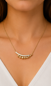 Collier pendentif en argent sterling 925 plaqué or avec perle incurvée et zircon cubique à insertion sans fin |   Collier minimaliste moderne pour femmes - Product Image 6