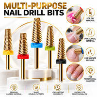 Fraise à ongles professionnelle en carbure de tungstène plaqué or 3/32 po à surface lisse pour le retrait de gel