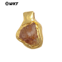 WT-P2035 Délicat Plaqué Or Quartz Naturel et Turquoise Irrégulier Chunky Pierre Pendentif pour bricolage Faire Ami Cadeau Bijoux