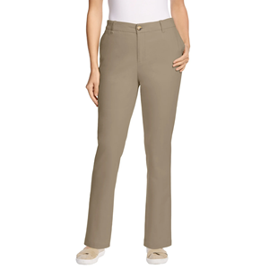Pantalons longs d'affaires décontractés et personnalisés pour femmes de couleur unie, pantalons chino avec logo personnalisable directement de l'usine du Bangladesh - Product Image 1